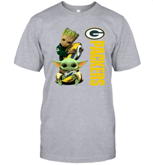Baby Yoda And Groot Hug Green Bay Packers NFL Shirts T-Shirt - KnowlegdeTee
