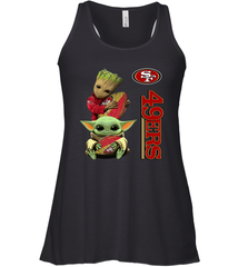 Baby Yoda And Groot Hug San Francisco 49ers NFL Shirts Racerback Tank - KnowlegdeTee