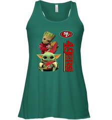 Baby Yoda And Groot Hug San Francisco 49ers NFL Shirts Racerback Tank - KnowlegdeTee