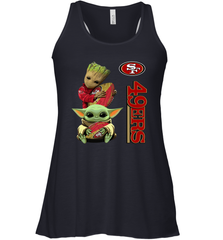 Baby Yoda And Groot Hug San Francisco 49ers NFL Shirts Racerback Tank - KnowlegdeTee