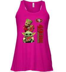 Baby Yoda And Groot Hug San Francisco 49ers NFL Shirts Racerback Tank - KnowlegdeTee