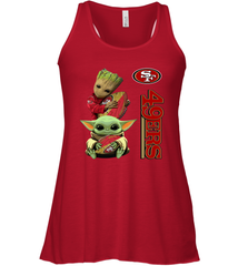 Baby Yoda And Groot Hug San Francisco 49ers NFL Shirts Racerback Tank - KnowlegdeTee