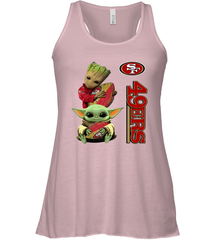 Baby Yoda And Groot Hug San Francisco 49ers NFL Shirts Racerback Tank - KnowlegdeTee