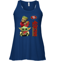 Baby Yoda And Groot Hug San Francisco 49ers NFL Shirts Racerback Tank - KnowlegdeTee