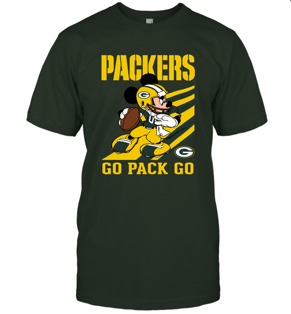 Green Bay Packers Slogan Go Pack Go Mickey Mouse NFL Shirts T-Shirt -  KnowlegdeTee