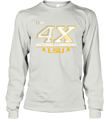 LSU Tigers 4 Time Football National Champions Reverse Long Sleeve T-Shirt - KnowlegdeTee