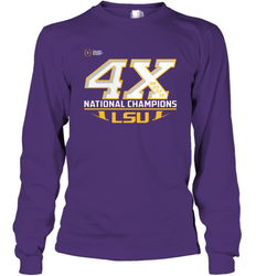 LSU Tigers 4 Time Football National Champions Reverse Long Sleeve T-Shirt - KnowlegdeTee