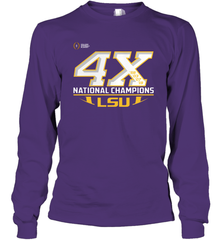 LSU Tigers 4 Time Football National Champions Reverse Long Sleeve T-Shirt - KnowlegdeTee
