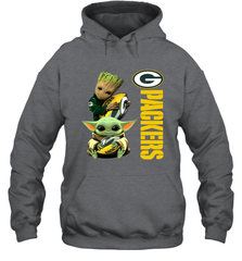 Baby Yoda And Groot Hug Green Bay Packers NFL Shirts Hoodie - KnowlegdeTee