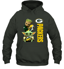 Baby Yoda And Groot Hug Green Bay Packers NFL Shirts Hoodie - KnowlegdeTee