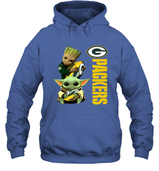 Baby Yoda And Groot Hug Green Bay Packers NFL Shirts Hoodie - KnowlegdeTee