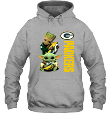 Baby Yoda And Groot Hug Green Bay Packers NFL Shirts Hoodie - KnowlegdeTee