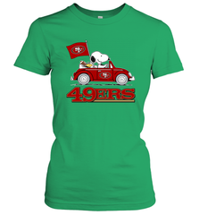 Snoopy And Woodstock Ride The San Francisco 49ers Car NFL Shirts Women's T-Shirt - KnowlegdeTee