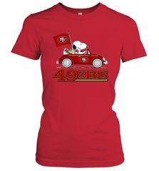 Snoopy And Woodstock Ride The San Francisco 49ers Car NFL Shirts Women's T-Shirt - KnowlegdeTee