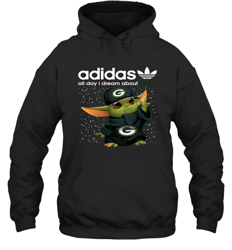 Baby Yoda Adidas All Day I Dream About Green Bay Packers NFL Shirts Hoodie - KnowlegdeTee