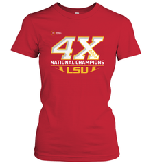 LSU Tigers 4 Time Football National Champions Reverse Women's T-Shirt - KnowlegdeTee