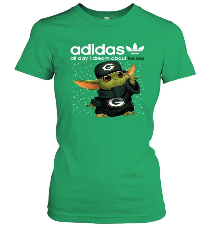 Baby Yoda Adidas All Day I Dream About Green Bay Packers NFL Shirts Women's T-Shirt - KnowlegdeTee