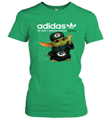 Baby Yoda Adidas All Day I Dream About Green Bay Packers NFL Shirts Women's T-Shirt - KnowlegdeTee