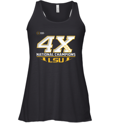 LSU Tigers 4 Time Football National Champions Reverse Racerback Tank - KnowlegdeTee