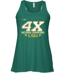 LSU Tigers 4 Time Football National Champions Reverse Racerback Tank - KnowlegdeTee