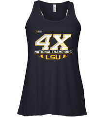 LSU Tigers 4 Time Football National Champions Reverse Racerback Tank - KnowlegdeTee