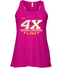 LSU Tigers 4 Time Football National Champions Reverse Racerback Tank - KnowlegdeTee
