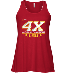 LSU Tigers 4 Time Football National Champions Reverse Racerback Tank - KnowlegdeTee