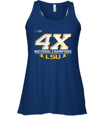 LSU Tigers 4 Time Football National Champions Reverse Racerback Tank - KnowlegdeTee