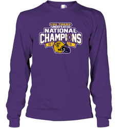 LSU Tigers Blue 84 College Football Playoff 2019 National Champions Dyed Football Long Sleeve T-Shirt - KnowlegdeTee