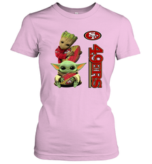 Baby Yoda And Groot Hug San Francisco 49ers NFL Shirts Women's T-Shirt - KnowlegdeTee