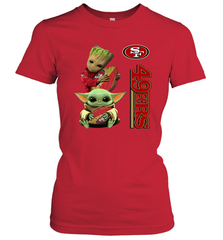 Baby Yoda And Groot Hug San Francisco 49ers NFL Shirts Women's T-Shirt - KnowlegdeTee