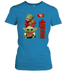 Baby Yoda And Groot Hug San Francisco 49ers NFL Shirts Women's T-Shirt - KnowlegdeTee