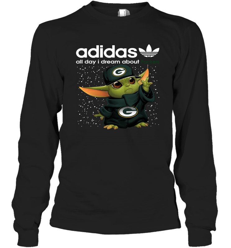 Baby Yoda Adidas All Day I Dream About Green Bay Packers NFL Shirts Long Sleeve T-Shirt - KnowlegdeTee